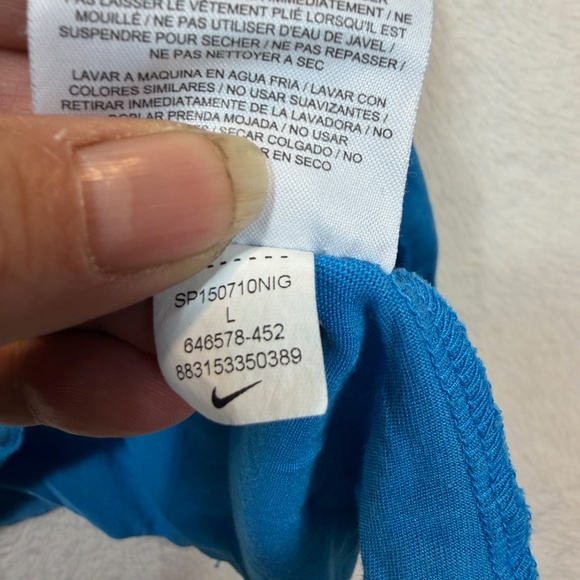 NIKE T-Shirt Womens Size Large Blue Just Do it Graphic Athletic Cut Athleisure D - Picture 6 of 9